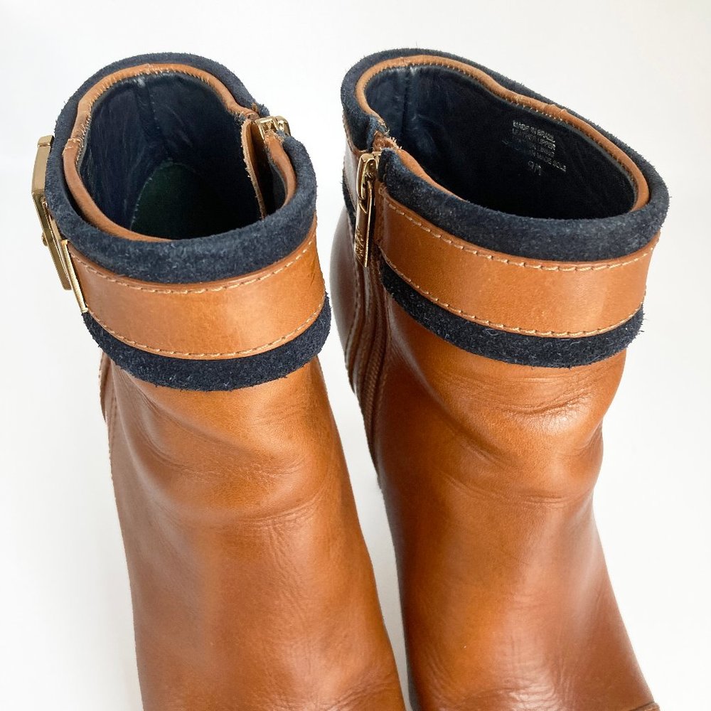 Tory Burch Tan Ankle Boots with Gold Buckle - Picture 13 of 16